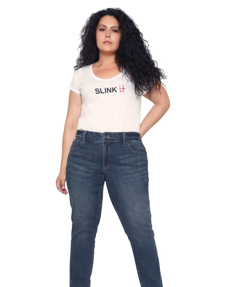 Front of a model wearing a size 16 High Rise Ankle Skinny - Flora in FLORA by Slink Jeans. | dia_product_style_image_id:309466
